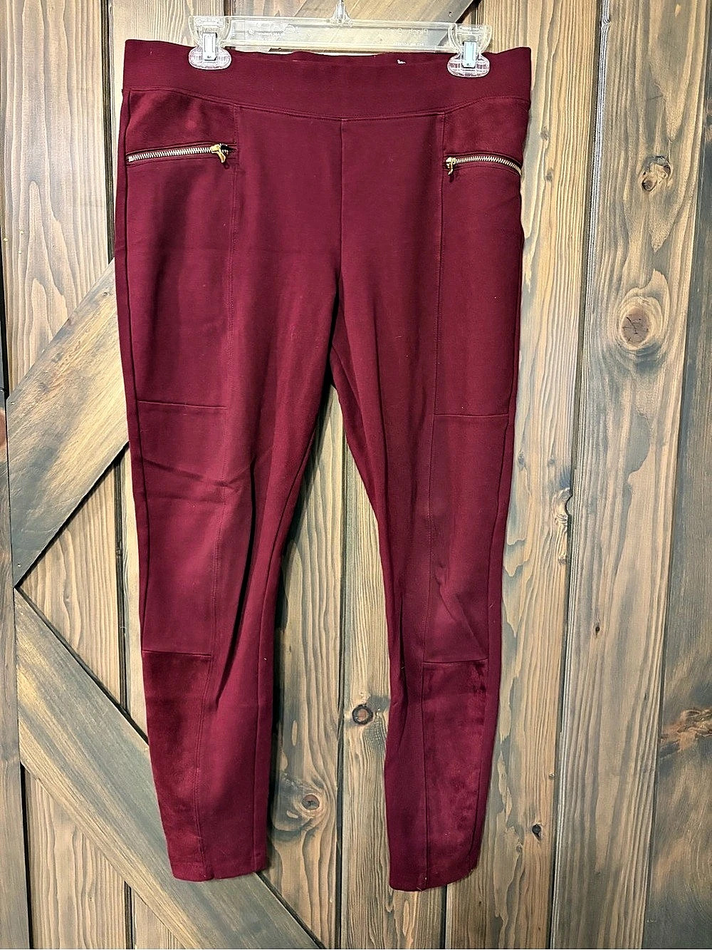 Old Navy Stevie Pants Burgundy Zip Pocket Leggings Large